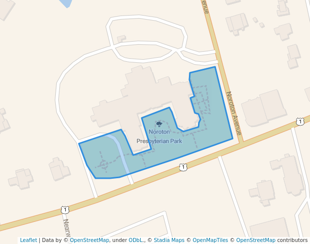 walking in Noroton Presbyterian Park map in Darien