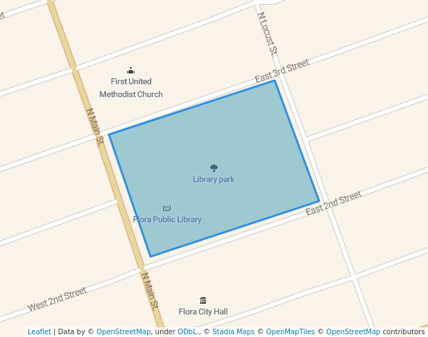 walking in Library park map in Flora