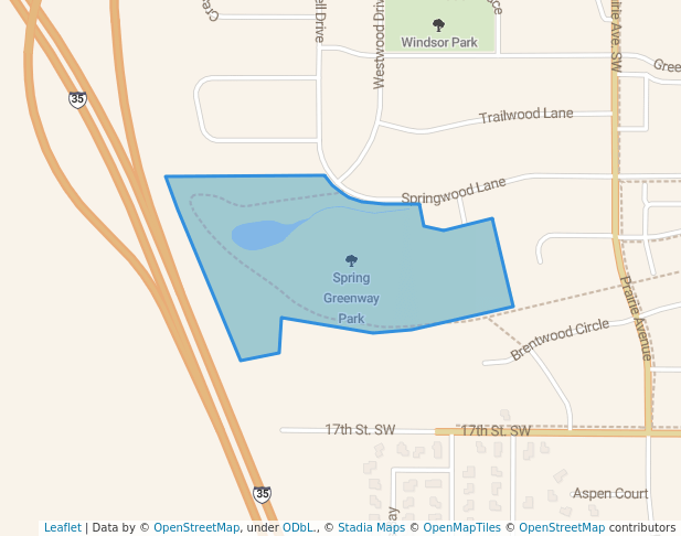 walking in Spring Greenway Park map in Faribault