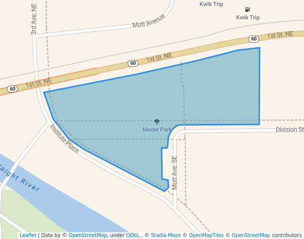 walking in Meder Park map in Faribault