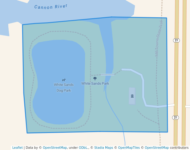 walking in White Sands Park map in Faribault