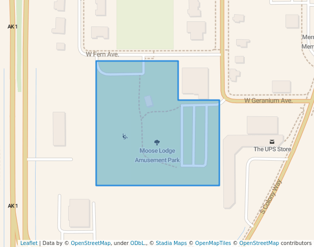 walking in Moose Lodge Amusement Park map in Palmer