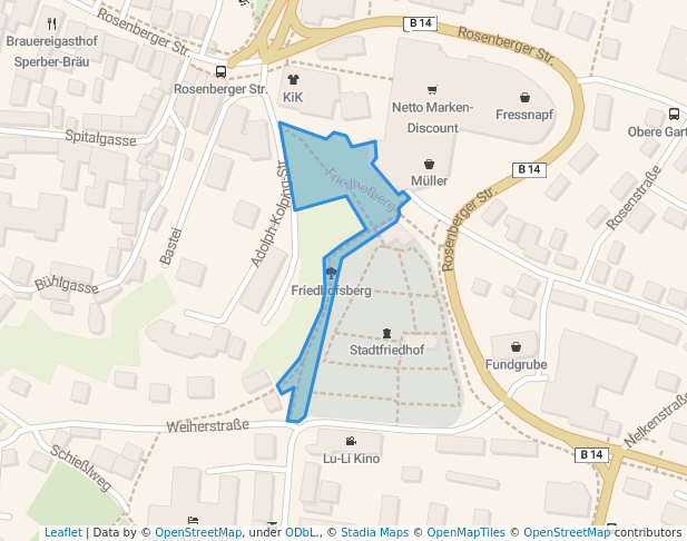 walking in Friedhofsberg map in Sulzbach-Rosenberg