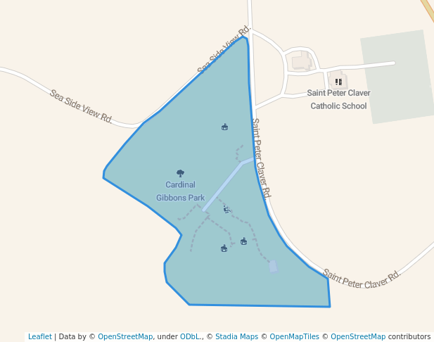 walking in Cardinal Gibbons Park map in Ridge