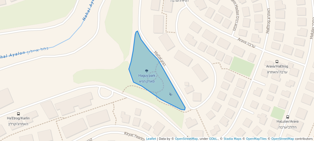 walking in Haguy park map in Giv'at Ze'ev