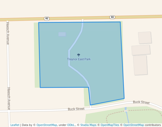 walking in Treynor East Park map in Treynor