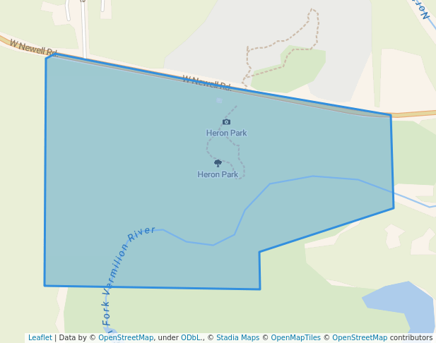 walking in Heron Park map in Danville