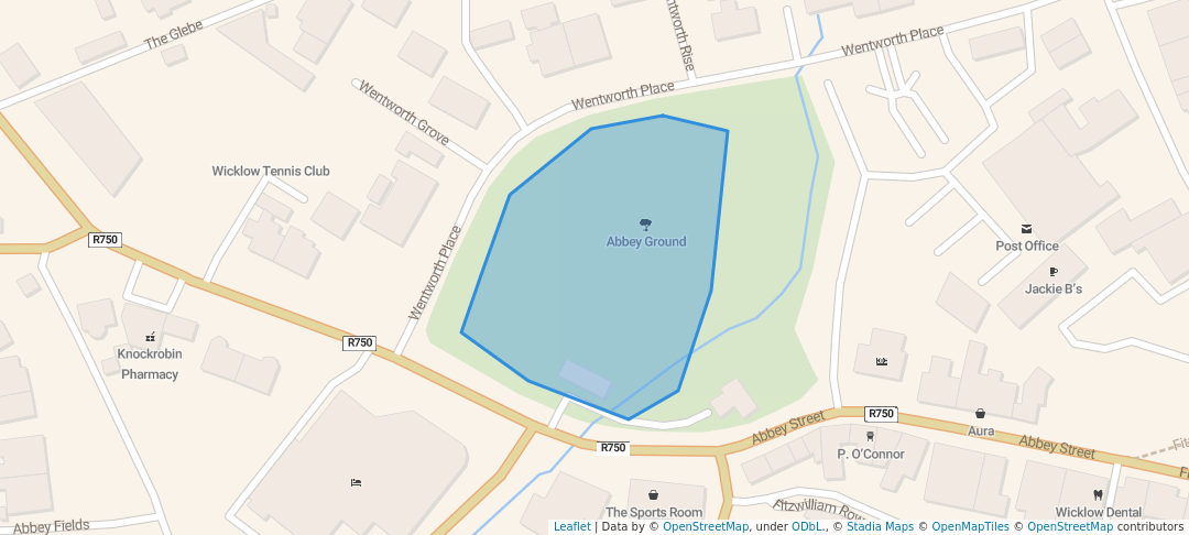 walking in Abbey Ground map in Wicklow