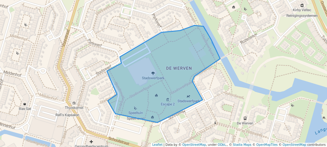 walking in Stadswerfpark map in Almere