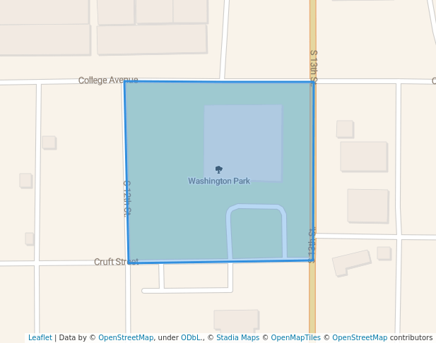 walking in Washington Park map in Terre Haute