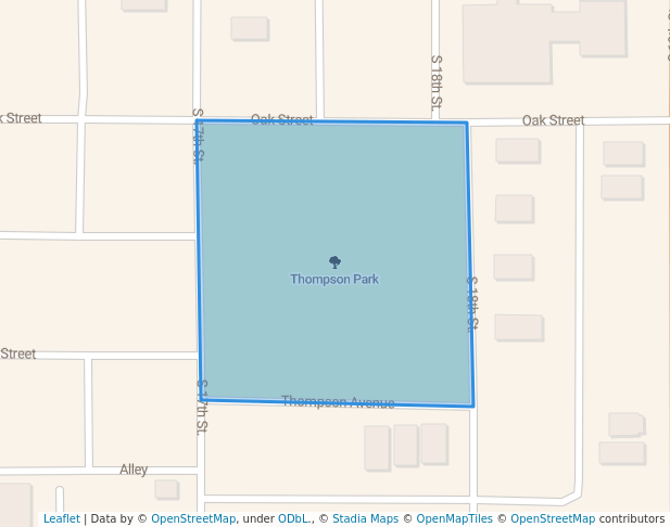 walking in Thompson Park map in Terre Haute