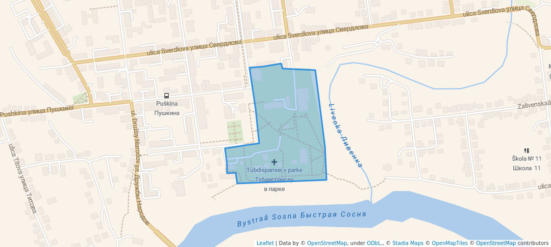 walking in Городской парк культуры и отдыха map in Livny