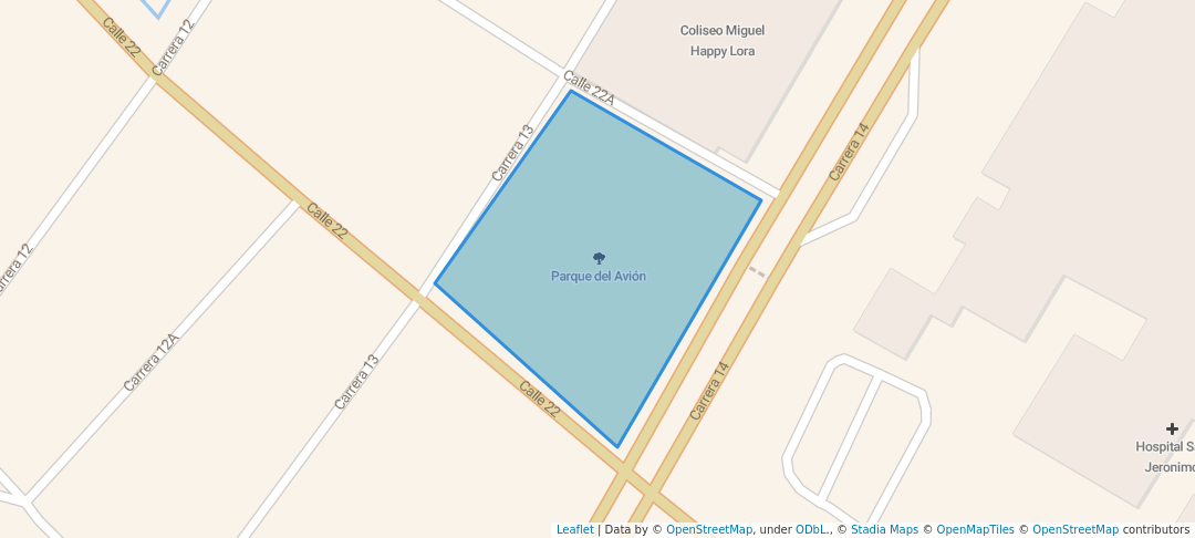 walking in Parque del Avión map in Montería