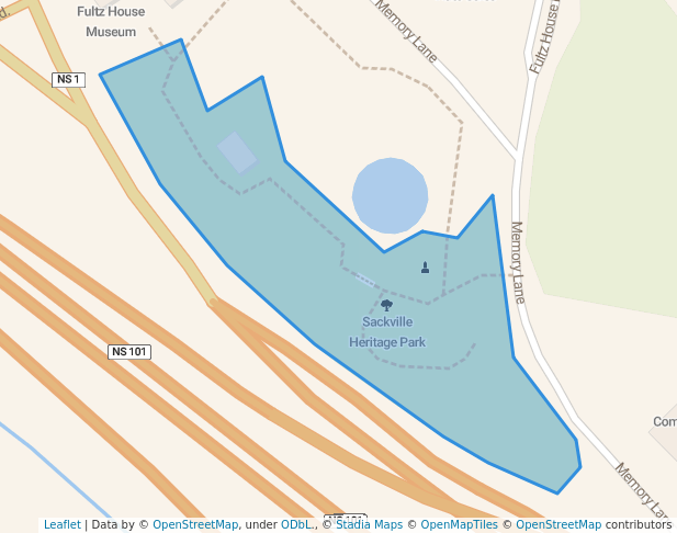 walking in Sackville Heritage Park map in Lower Sackville