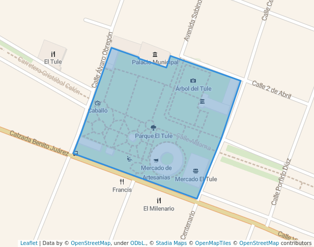 walking in Parque El Tule map in Santa María del Tule