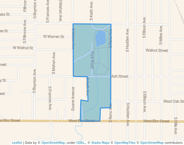 walking in Legion Park map in El Reno