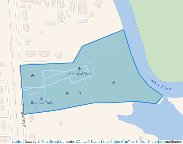 walking in Memorial Park map in New London