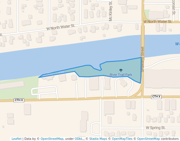 walking in River Trail Park map in New London