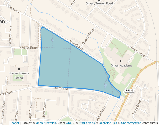 walking in Victory Park map in Girvan