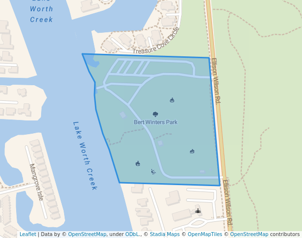 walking in Bert Winters Park map in Juno Beach