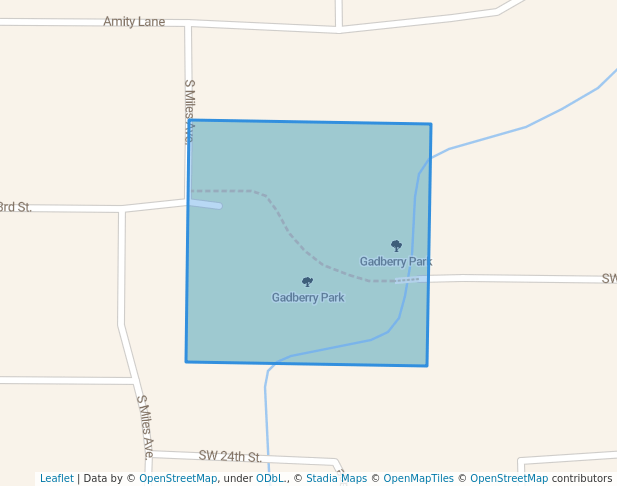 walking in Gadberry Park map in El Reno