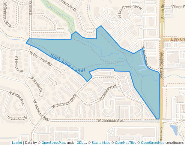 walking in Horseshoe Park map in Littleton