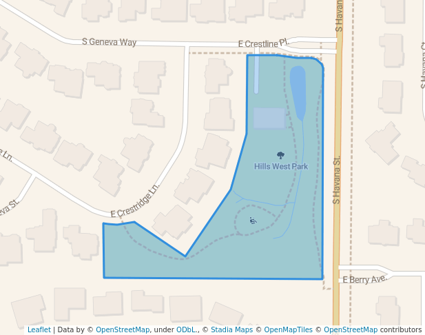 walking in Hills West Park map in Englewood