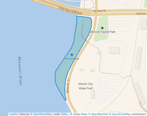 walking in Tourist Park map in Great Falls