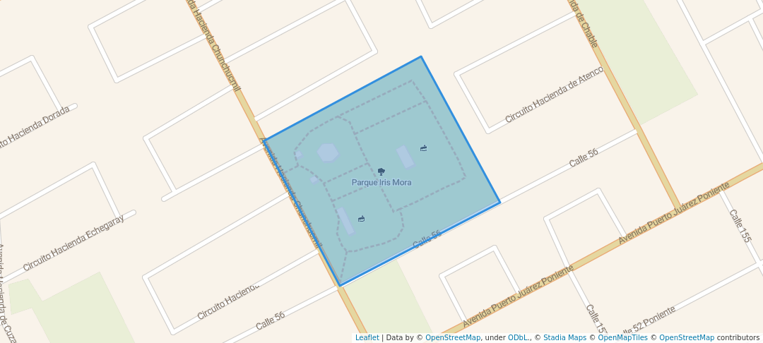 walking in Parque Iris Mora map in Cancún