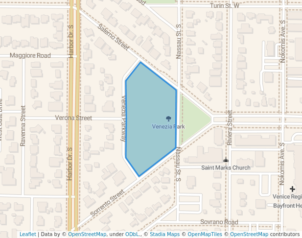 walking in Venezia Park map in Venice