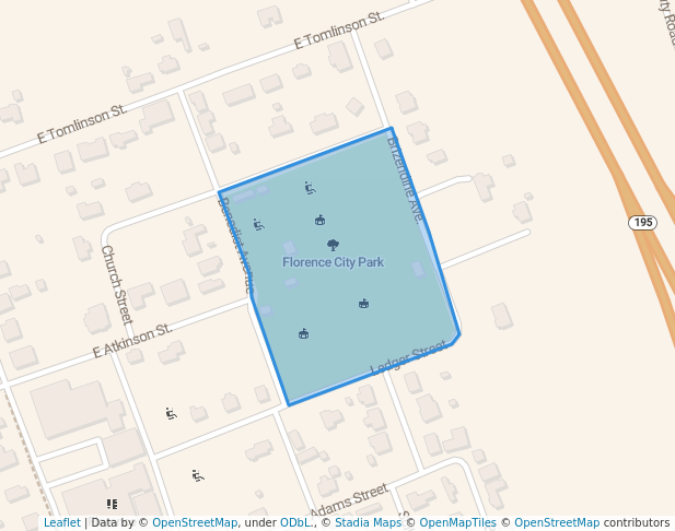 walking in Florence City Park map in Florence