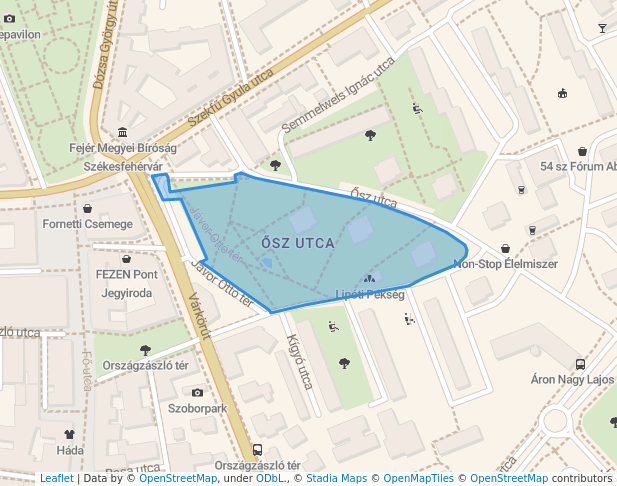 walking in Jávor Ottó tér map in Székesfehérvár