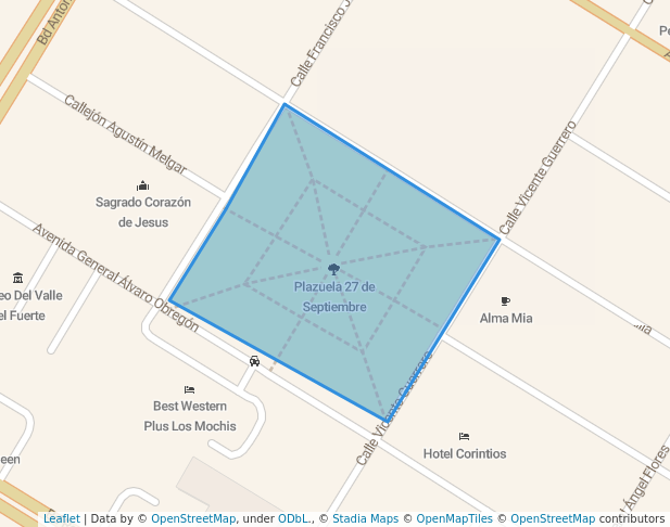 walking in Plazuela 27 de Septiembre map in Los Mochis