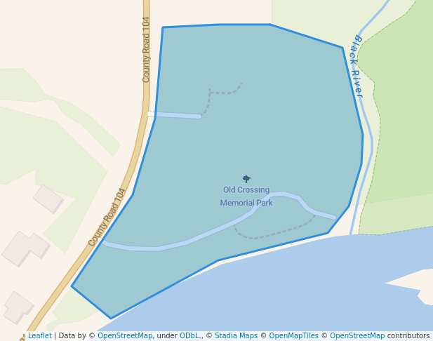 walking in Old Crossing Memorial Park map in Crookston
