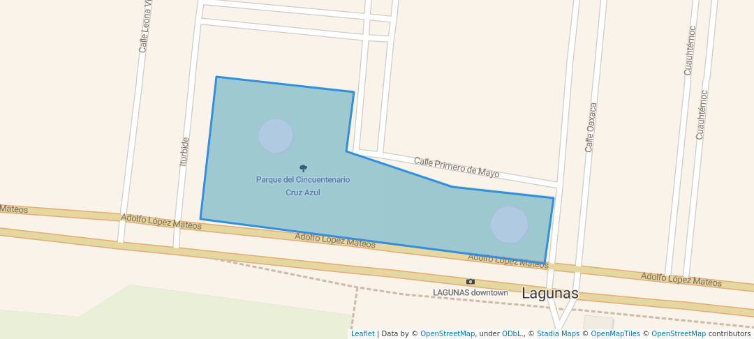walking in Parque del Cincuentenario Cruz Azul map in Lagunas