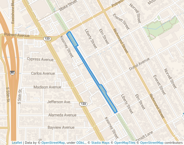 walking in Ohlone Greenway map in El Cerrito