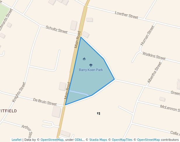 walking in Barry Koen Park map in Boksburg