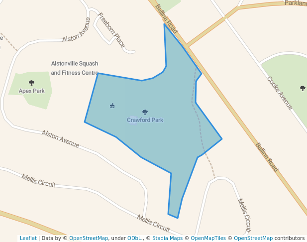 walking in Crawford Park map in Alstonville