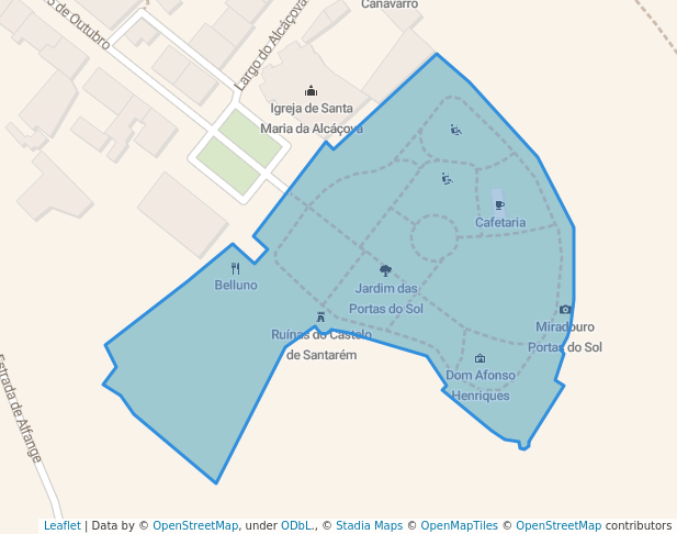 walking in Jardim das Portas do Sol map in Santarém