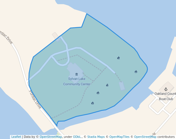 walking in Community Center Park map in Sylvan Lake