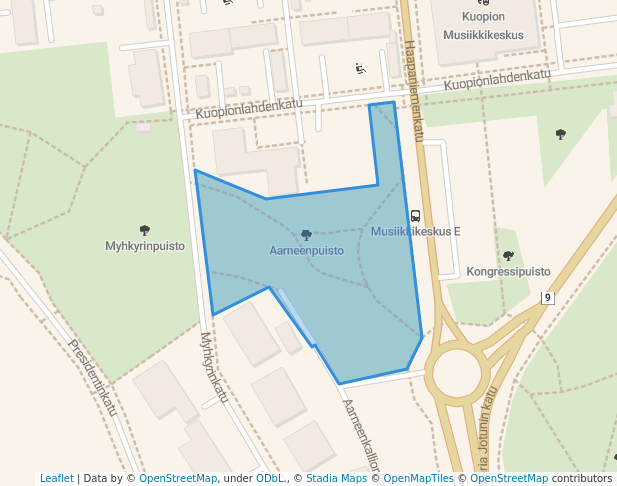 walking in Aarneenpuisto map in Kuopio