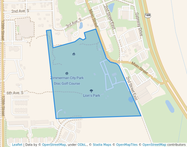 walking in Lion's Park map in Zimmerman