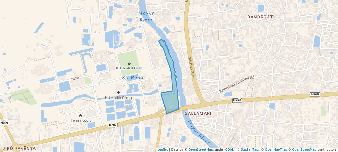 walking in Liniar Park map in Khulna