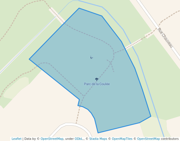 walking in Parc de la Coulée map in Drummondville