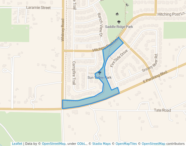 walking in Sun Valley Park map in Cheyenne