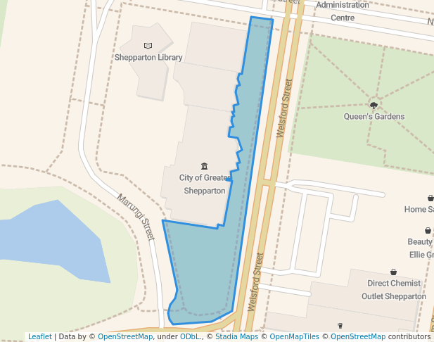 walking in Shepparton Memorial Park map in Shepparton