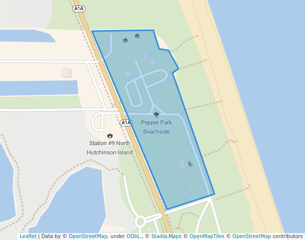 walking in Pepper Park Beachside map in Fort Pierce