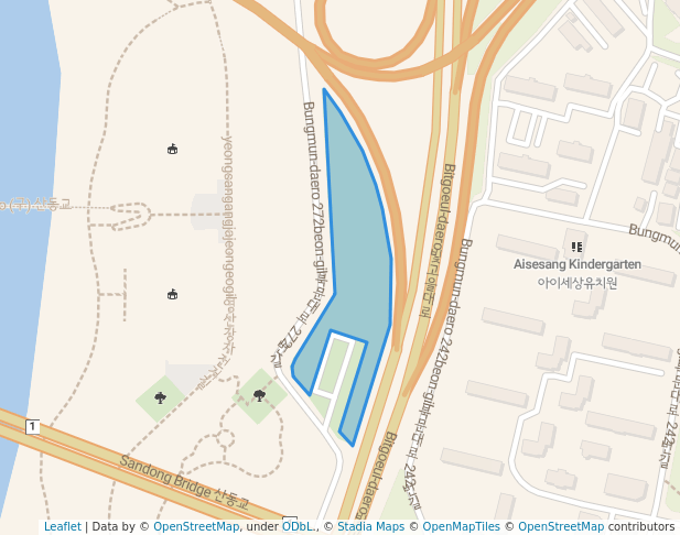 walking in 영산강 대상공원 map in Gwangju