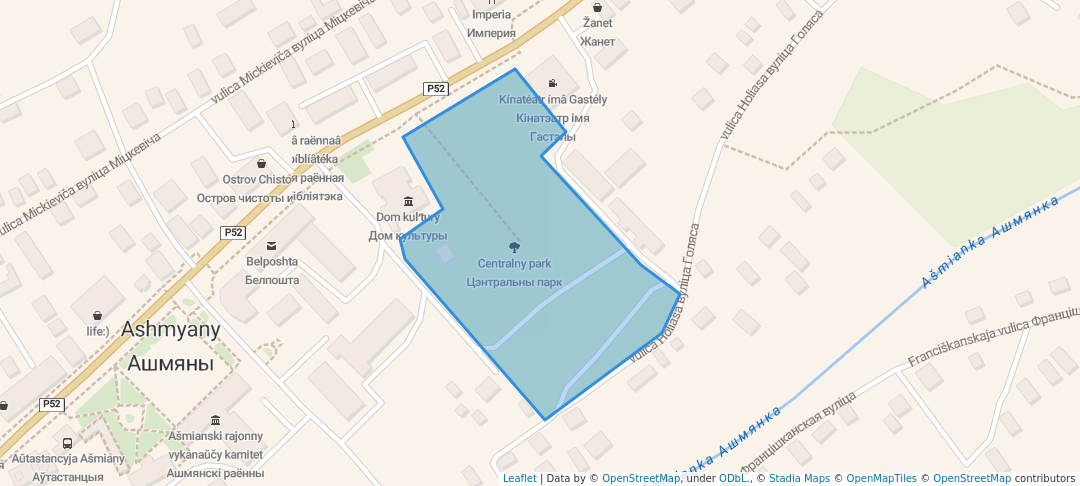 walking in Центральный парк map in Ašmiany
