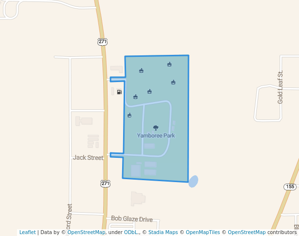 walking in Yamboree Park map in Gilmer